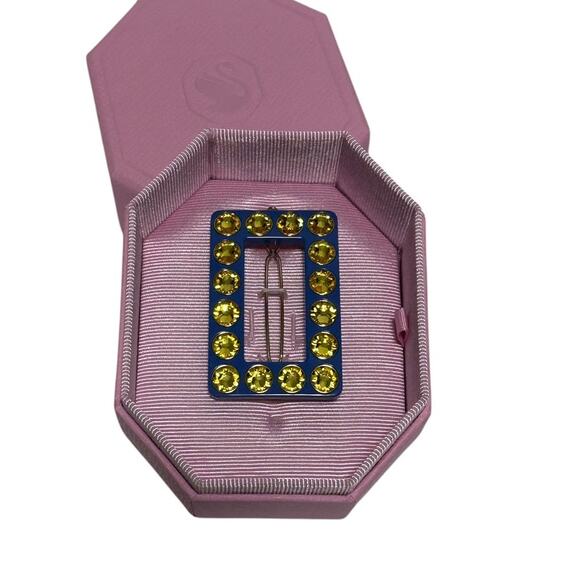 Swarovski Hair clip Round cut, Rectangular shape, Blue, Gold-tone plated main image 5